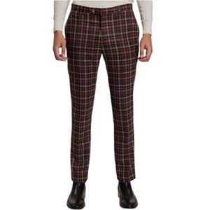 PAISLEY & GRAY ORANGE CHECK SLIM FIT TROUSERS SIZE 34